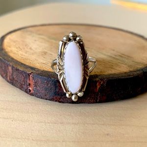 Navajo Sterling Silver and light pink opal ring, size 8.25